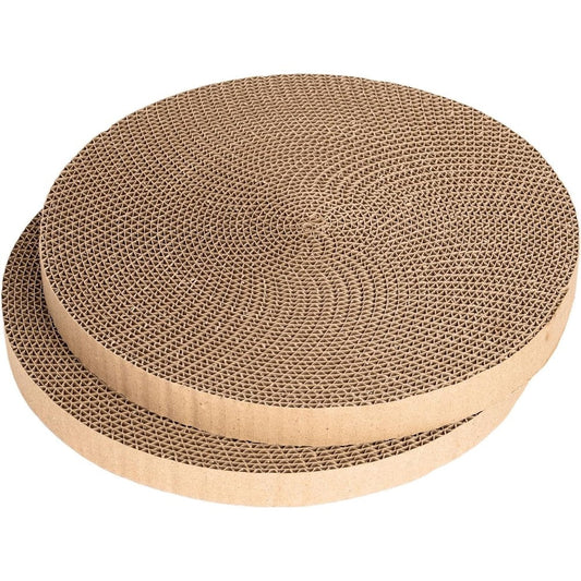 Roadtofree Round Cat Scratcher Refill 10 Inch Diameter 7/8 Inch Thickness Corrugated Cardboard Scratching Pad Replacement For Cats 2 Pieces