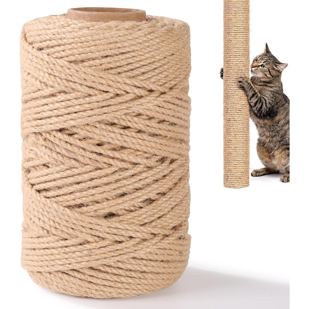 G2PLUS Natural Sisal Rope For Cat Scratcher Post 4 Millimeter Thickness 230 Feet Length Durable Hemp Twine For Cat Tree Repair DIY Crafts