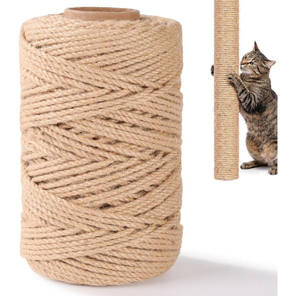 G2PLUS Natural Sisal Rope For Cat Scratcher Post 4 Millimeter Thickness 230 Feet Length Durable Hemp Twine For Cat Tree Repair DIY Crafts