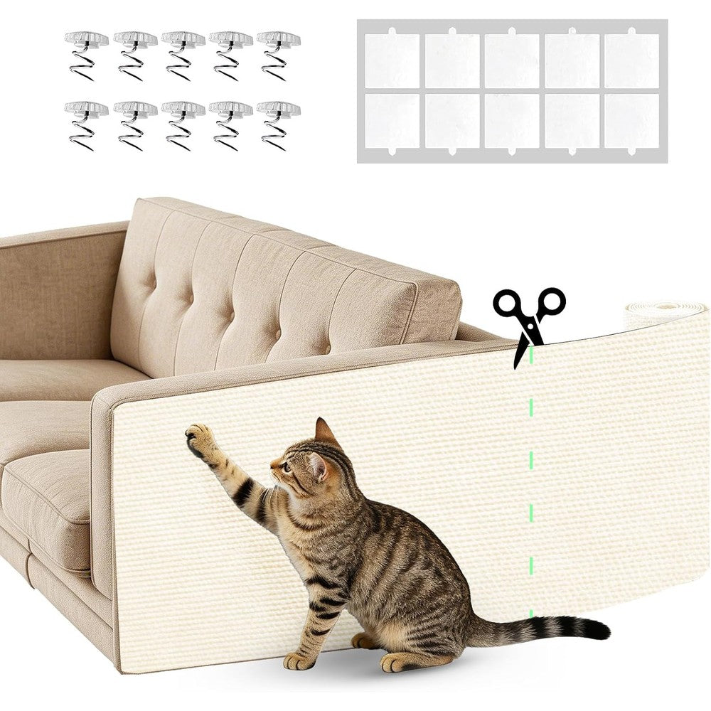 Srebay 78.7 Inch By 15.8 Inch Trimmable Self-Adhesive Cat Scratch Mat For Furniture Sofa And Wall Protection Indoor