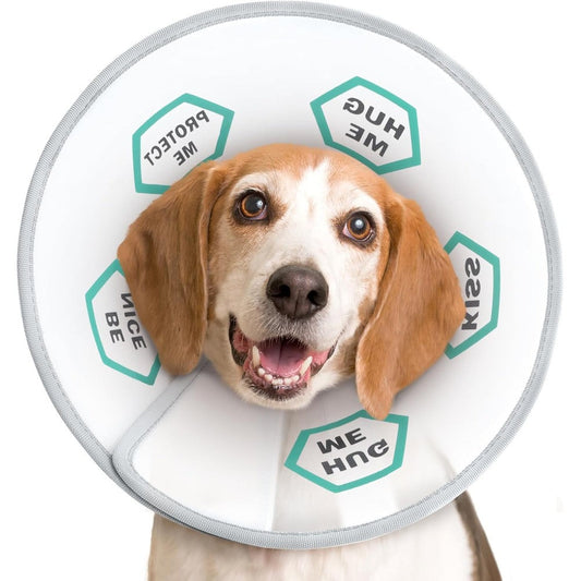 Supet Dog Cone Collar front view of extra small recovery Elizabethan plastic cone for puppies.