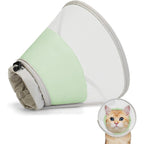 Supet soft cat cone collar front view of green medium mesh recovery cone