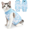 SlowTon Cat Recovery Suit Blue Flower front view