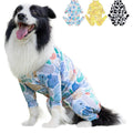 ExploreU dog recovery suit front view showing cartoon design