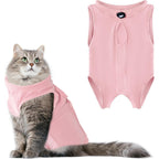 Lievuiken cat recovery suit pink small front view