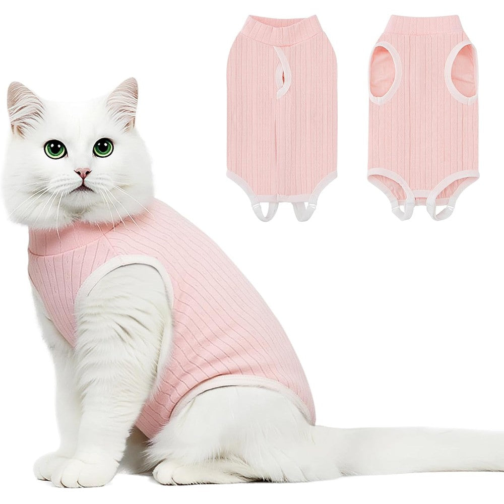 Coppthinktu cat recovery suit front view on kitten