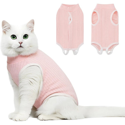 Coppthinktu cat recovery suit front view on kitten
