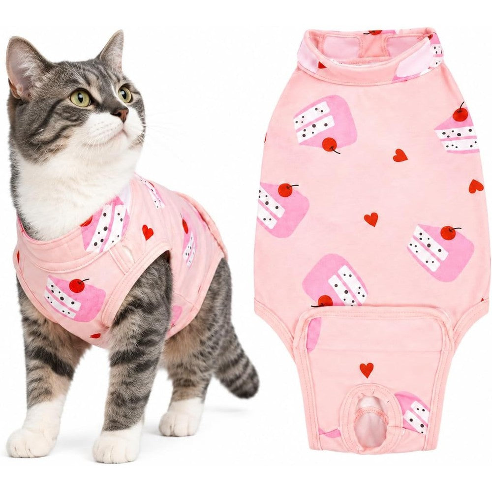 Kuoser cat recovery suit front view on a cat