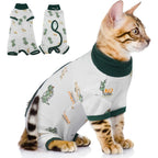 Qbleev cat recovery suit front view showing soft cotton fabric