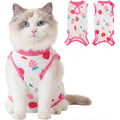 Coppthinktu cat recovery suit front view showing playful fish pattern