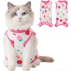 Coppthinktu cat recovery suit front view showing playful fish pattern