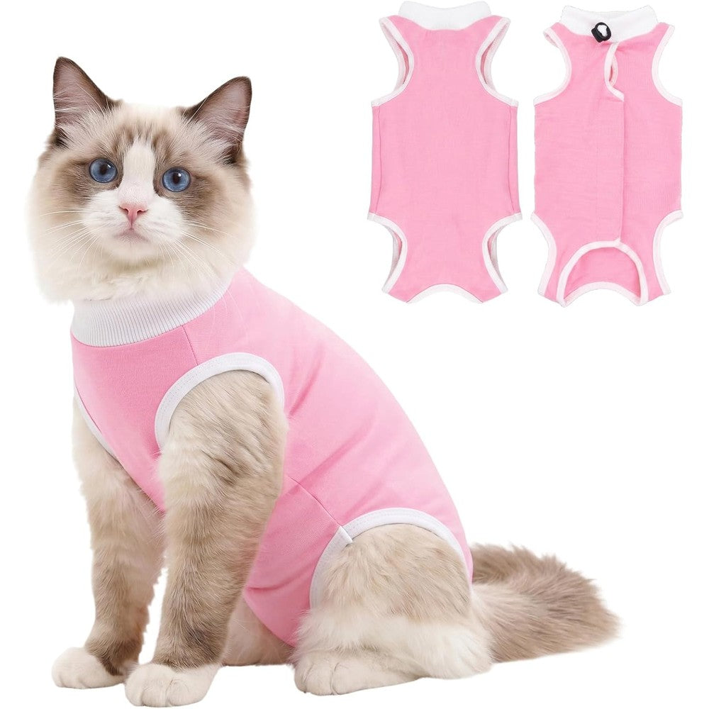 Coppthinktu cat recovery suit female front view for abdominal surgery