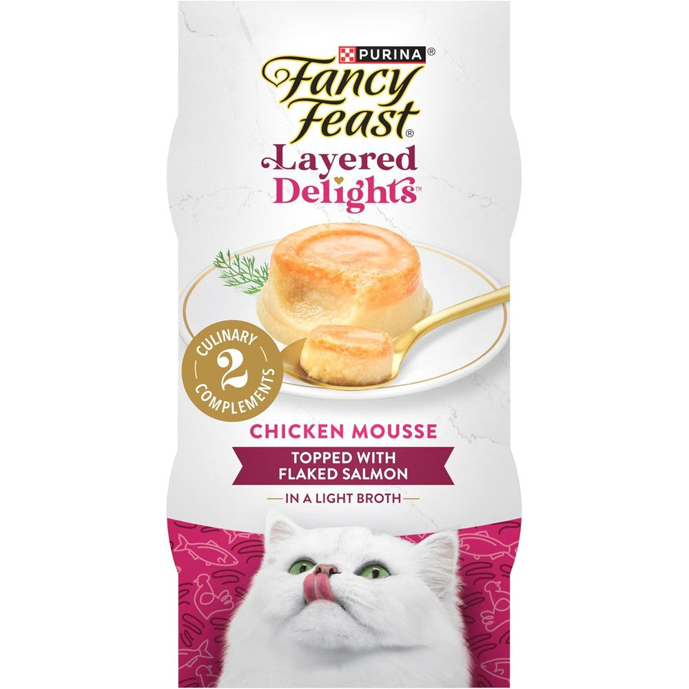 Fancy Feast Layered Delights Chicken Mousse Topped With Flaked Salmon Gourmet Wet Cat Treats 1.96 Ounce Pack Of 8