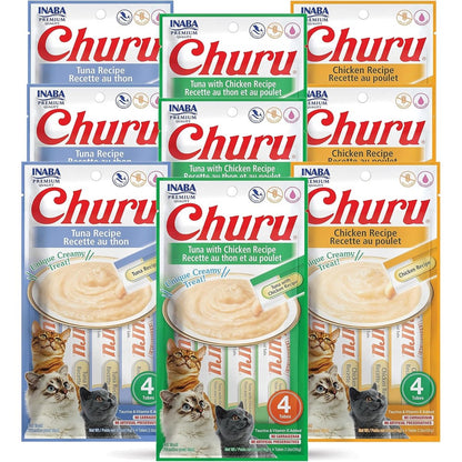 Inaba Churu Lickable Pure Natural Cat Treats Tuna And Chicken Variety Pack 36 Tubes Creamy Puree Grain Free Healthy Feline Snack