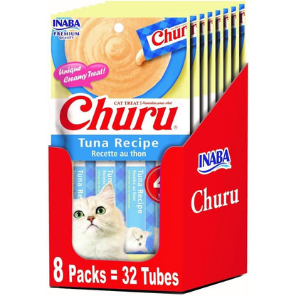 Inaba Churu Lickable PurÃ©e Natural Cat Treats Tuna Recipe 32 Tubes Pack Of Eight Four Servings Per Package