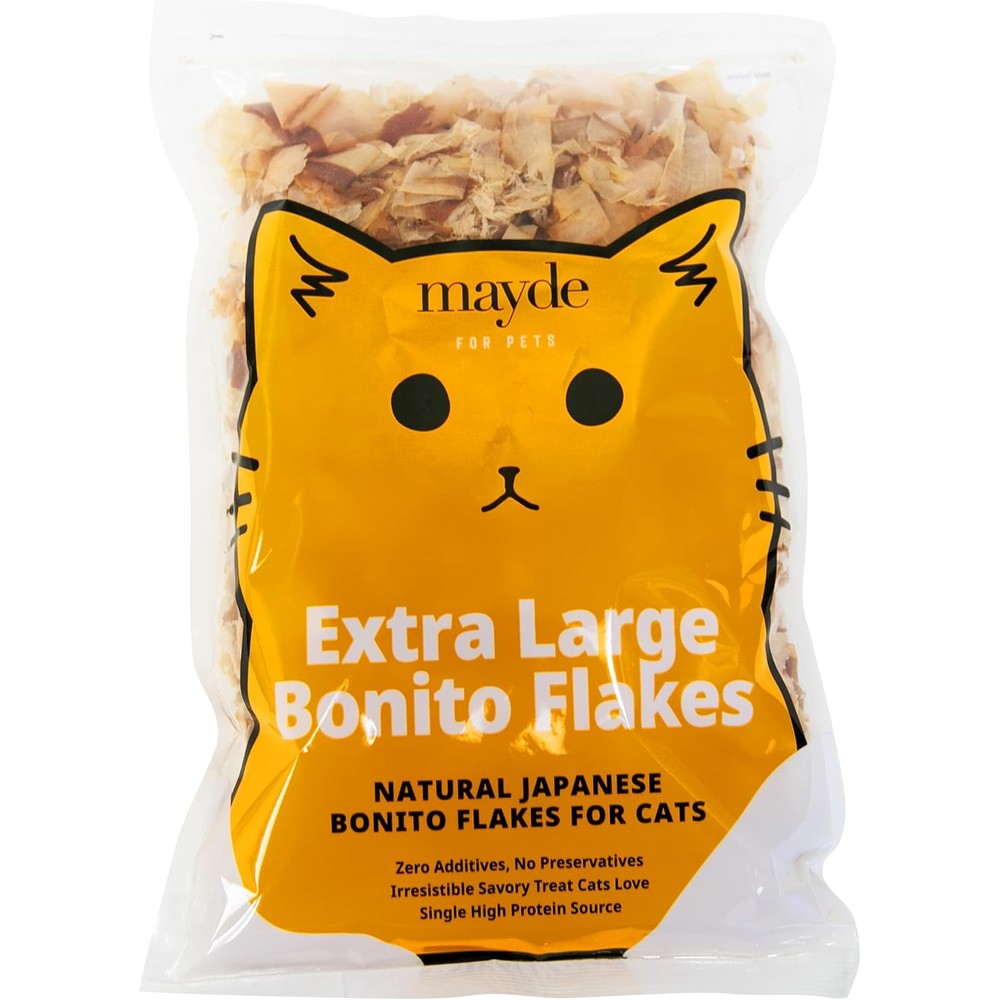 Mayde Bonito Flakes For Cats And Dogs 100 Percent Natural High Protein Fish Treats Extra Large Dried Bonito Flakes 4 Ounce Bag