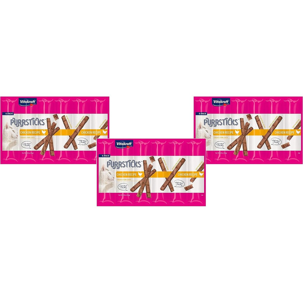 Vitakraft Chicken Purrsticks Cat Treats 18 Pack Of Meat Sticks For Cats With Real Chicken Turkey And Chicken Liver