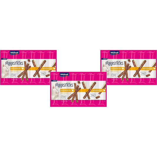Vitakraft Chicken Purrsticks Cat Treats 18 Pack Of Meat Sticks For Cats With Real Chicken Turkey And Chicken Liver