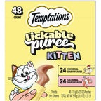 Temptations Puree Kitten Treats Lickable Chicken And Salmon Variety Pack 48 Pouches