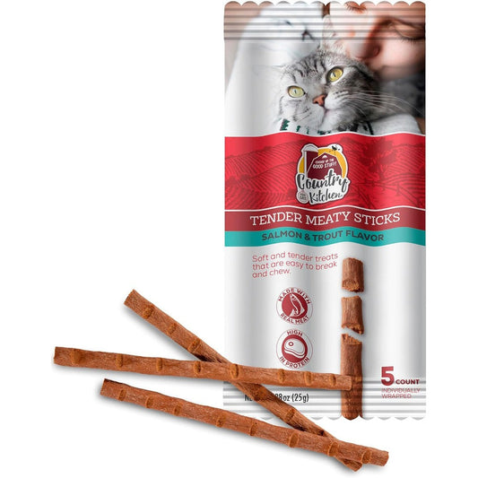 Country Kitchen Salmon And Trout Tender Meaty Sticks Cat Treats High In Protein 0.88 Ounce 5 Count