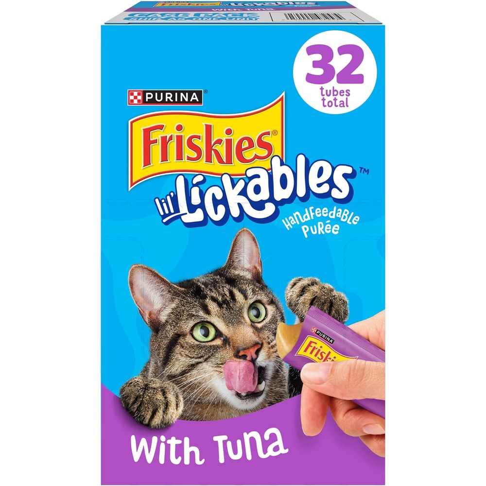 Purina Friskies Lil' Lickables With Tuna Lickable Cat Treats Creamy Puree 0.5 Ounce Tubes Pack Of 32