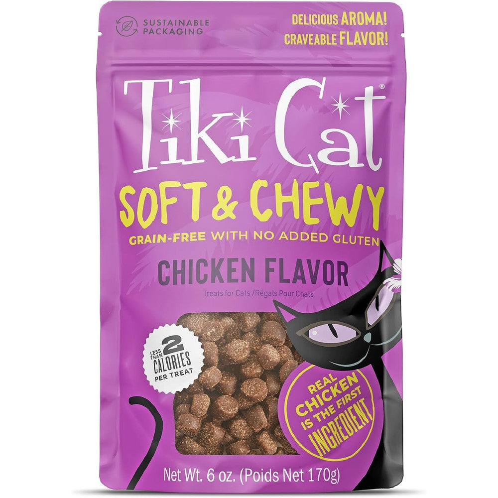 Tiki Pets Cat Soft And Chewy Treats Chicken Flavor Grain Free With No Added Gluten 6 Ounce Pouch