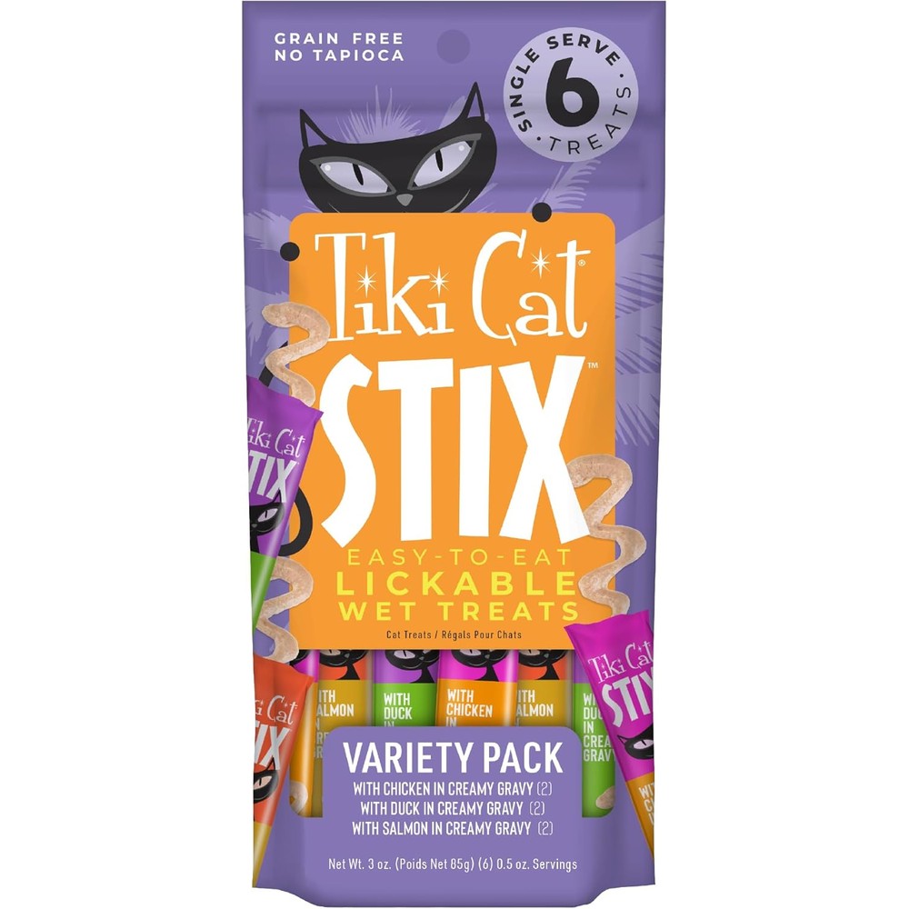 Tiki Pets Cat Stix Mousse Treats Variety Pack With Salmon Chicken And Tuna 3 Ounce Pouch