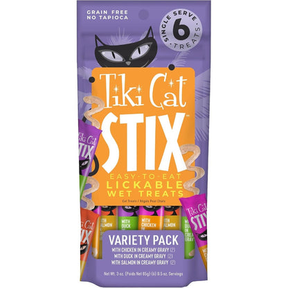 Tiki Pets Cat Stix Mousse Treats Variety Pack With Salmon Chicken And Tuna 3 Ounce Pouch