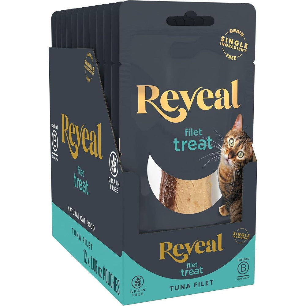 Reveal whole tuna loin cat treats front view box packaging