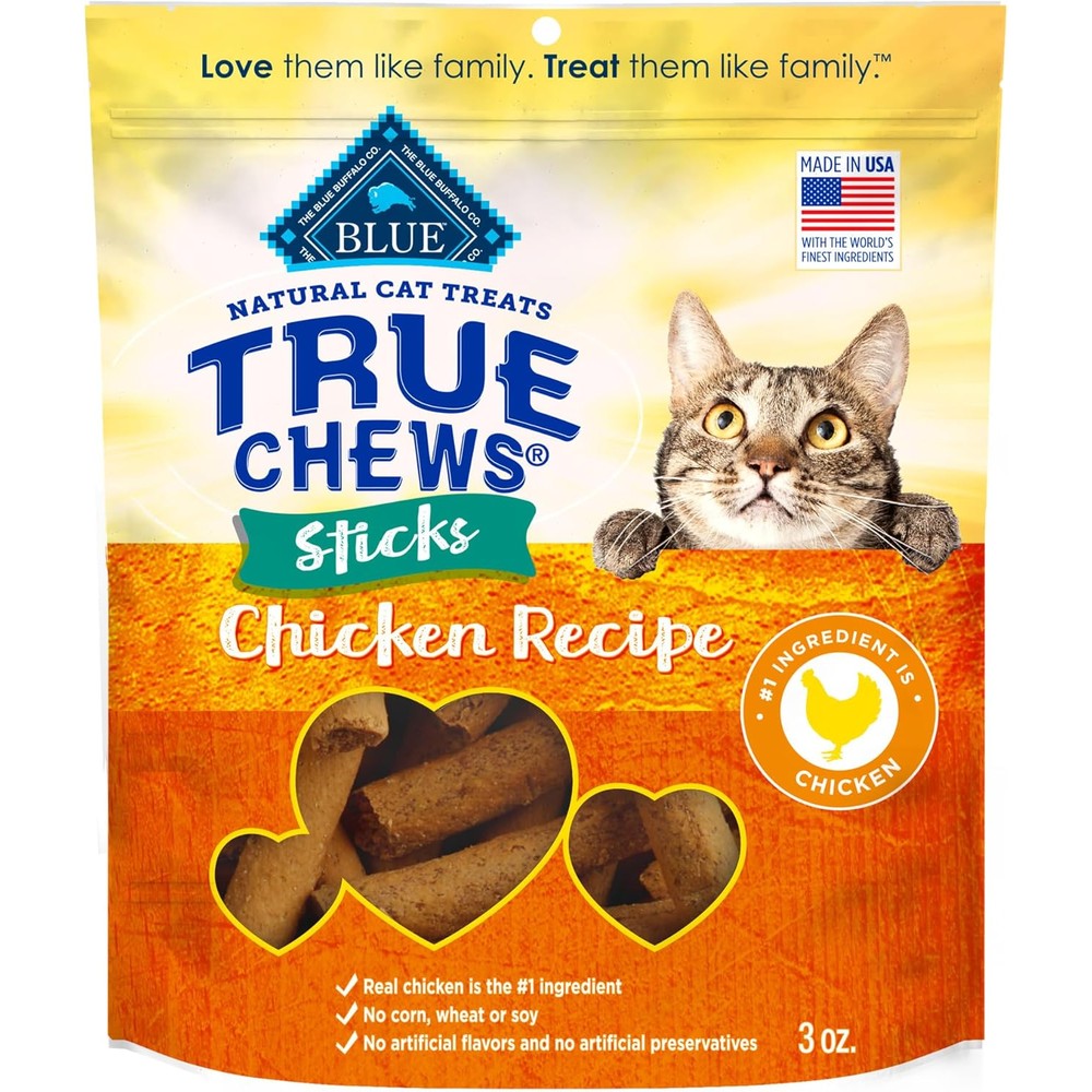 Blue Buffalo True Chews Sticks Natural Cat Treats, Chicken Recipe, Meaty And Savory Treats Made In The United States, 3 Ounce Bag