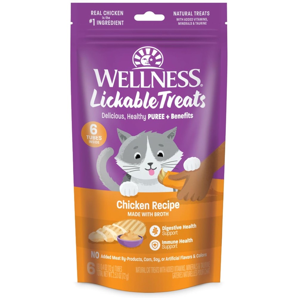 Wellness Signature Selects Lickable Soft Puree Cat Treats Natural Grain Free Chicken Flavor 0.4 Ounce Pack Of 6 Tubes