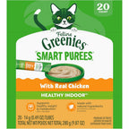 Feline Greenies Smart Purees Healthy Indoor Lickable Cat Treats With Real Chicken, 0.49 Ounce Tubes, 20 Count