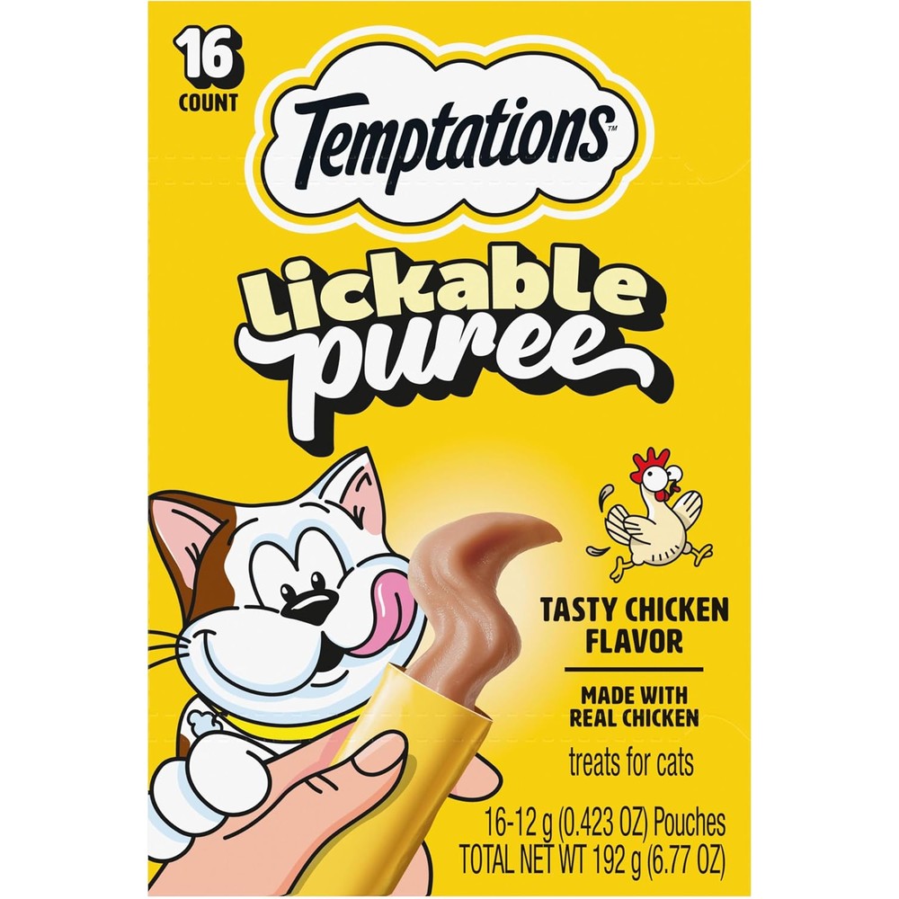 Temptations Creamy Puree Squeezable Lickable Wet Cat Treats With Chicken 16 Count 0.42 Ounce Tubes
