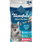Blue Buffalo Tastefuls Mini PurÃ©es Natural Cat Treats Chicken Tuna And Salmon Variety Pack 24 Count 0.5 Ounce Single Servings