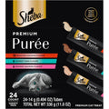 Sheba Premium Puree Lickable Cat Treats Variety Pack Roasted Chicken Smoked Salmon And Seared Tuna Flavor 0.49 Ounce Tubes 24 Count