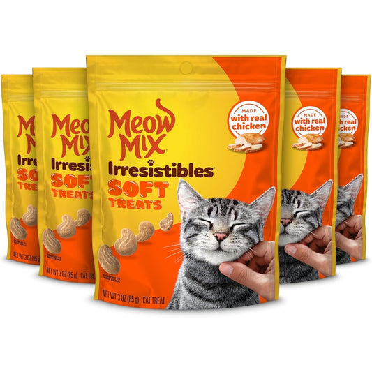 Meow Mix Irresistibles Soft Cat Treats Made With Real White Meat Chicken 3 Ounce Pack Of 5