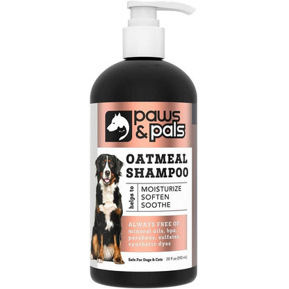 Paws and Pals organic oatmeal dog shampoo and conditioner front view for itchy skin relief
