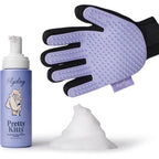 Flydog Pretty Kitty Waterless Cat Dry Shampoo and grooming glove set front view.