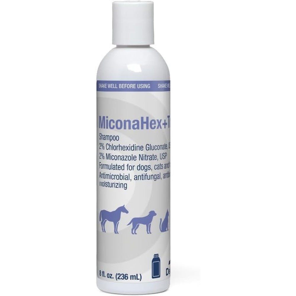 MiconaHex+Triz Medicated Shampoo 8 Ounce front view for pet skin infection treatment.