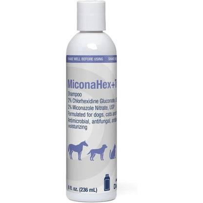 MiconaHex+Triz Medicated Shampoo 8 Ounce front view for pet skin infection treatment.