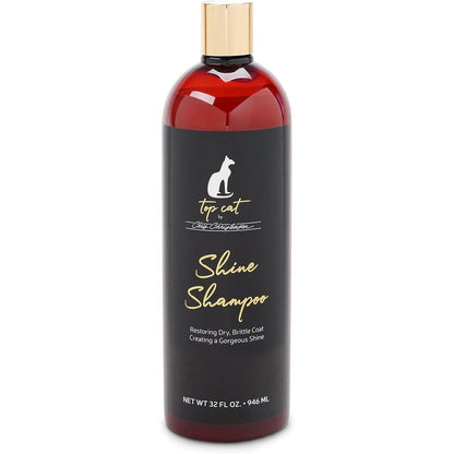 Chris Christensen Top Cat Shine Shampoo 32 Ounce front view bottle for feline grooming