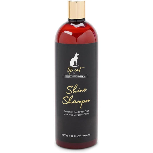 Chris Christensen Top Cat Shine Shampoo 32 Ounce front view bottle for feline grooming