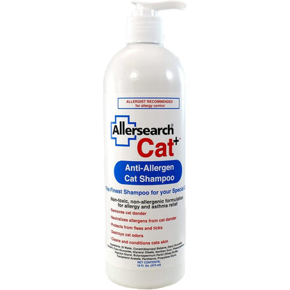 Allersearch Cat Plus Anti Allergen Cat Shampoo front view bottle.