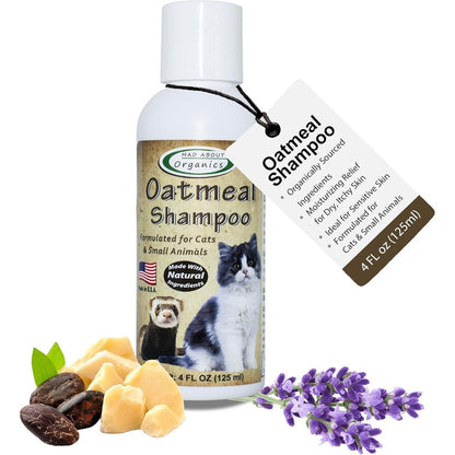Mad About Organics Oatmeal Shampoo for Cats front view showing four ounce bottle