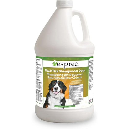 Espree Flea and Tick Dog Shampoo front view of one gallon jug