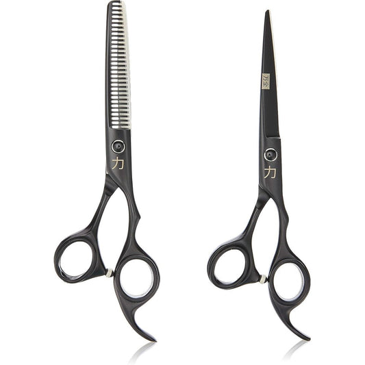 ShearsDirect Black Titanium Japanese Stainless Steel professional hair cutting shear set