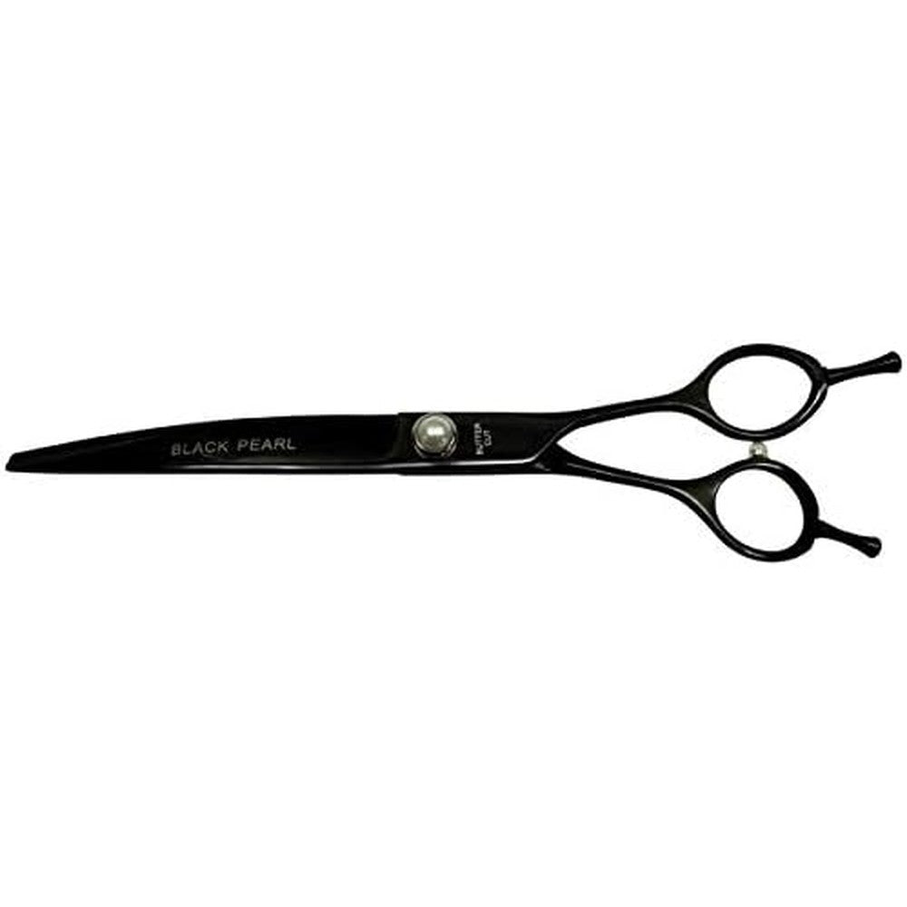 Guardian Gear Geib Black Pearl Even Handle Curved Grooming Shear front view professional pet scissors