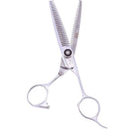 ShearsDirect professional double thinner front view with black gemstone tension