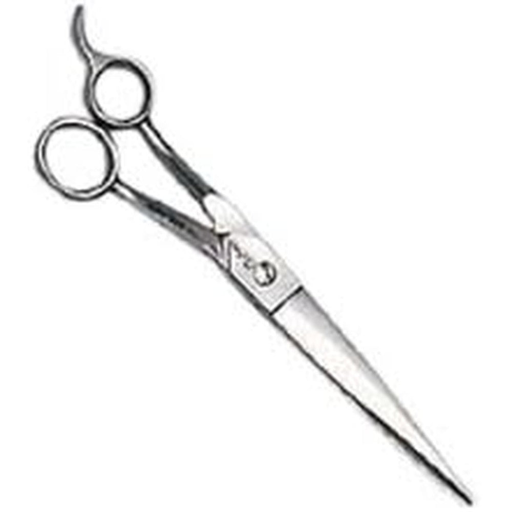 Geib Gator stainless steel bent shank curved pet grooming shears front view professional scissors