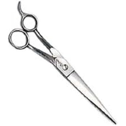 Geib Gator 7.5 inch bent shank curved stainless steel pet grooming shears front view